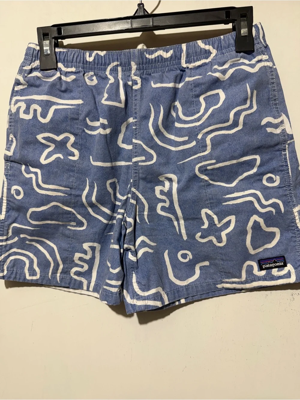 Patagonia Kids Funhoggers Shorts Size XL Channel Islands Vessel Blue Print
